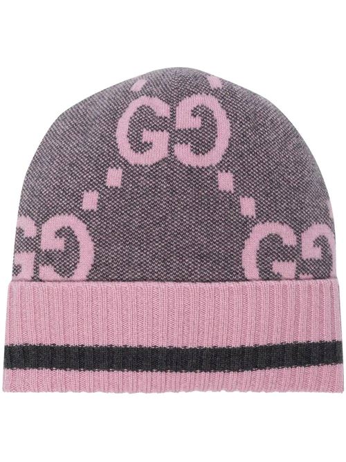 Pink cashmere intarsia-knit hat Gucci | 6768273G3441272