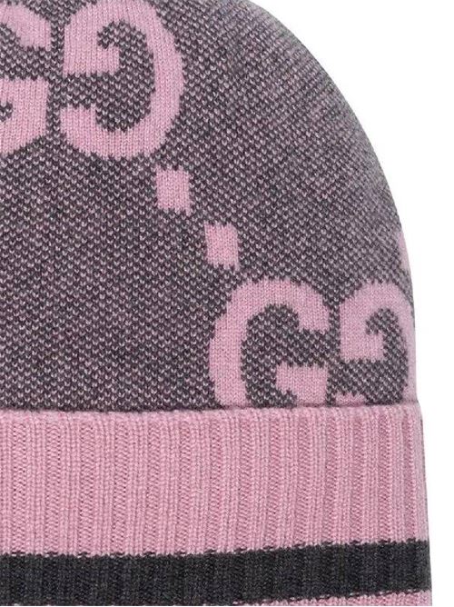 Pink cashmere intarsia-knit hat Gucci | 6768273G3441272