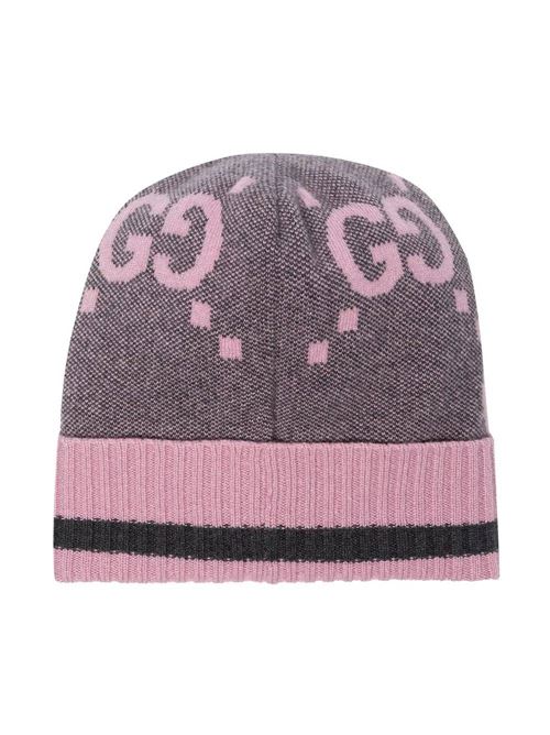 Pink cashmere intarsia-knit hat Gucci | 6768273G3441272