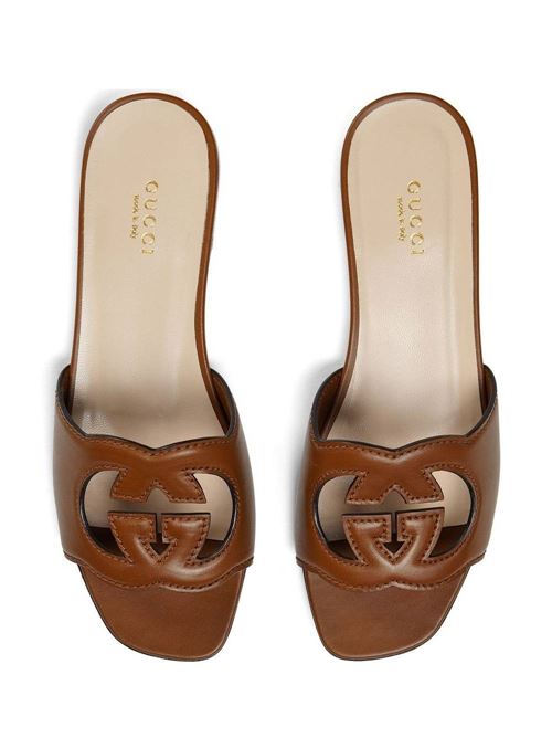 Logo-cut out leather sandals Gucci | 694451US0002535