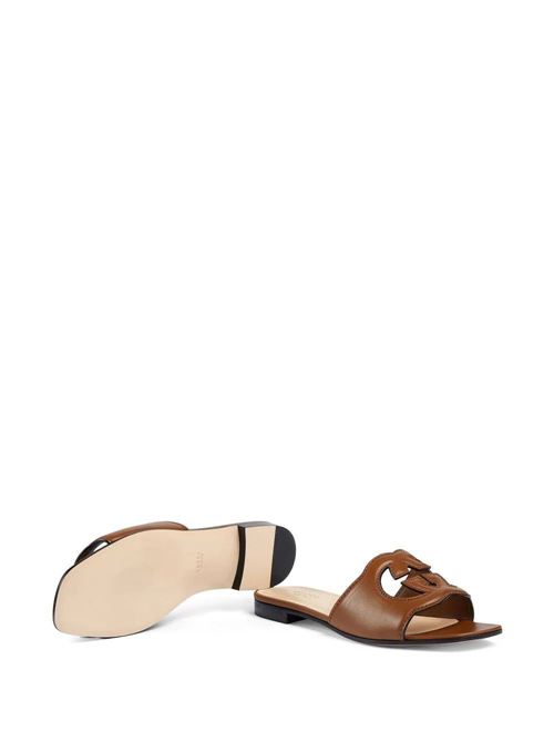 Logo-cut out leather sandals Gucci | 694451US0002535