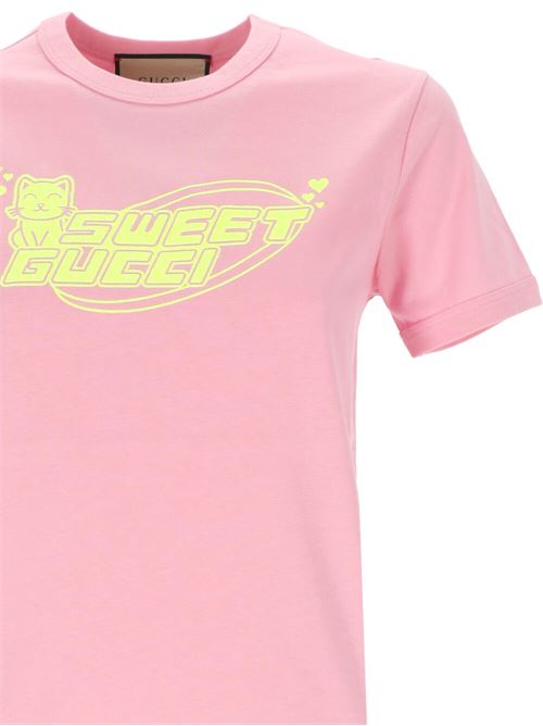 Light pink cotton jersey t-shirt Gucci | 723566XJGDD5904