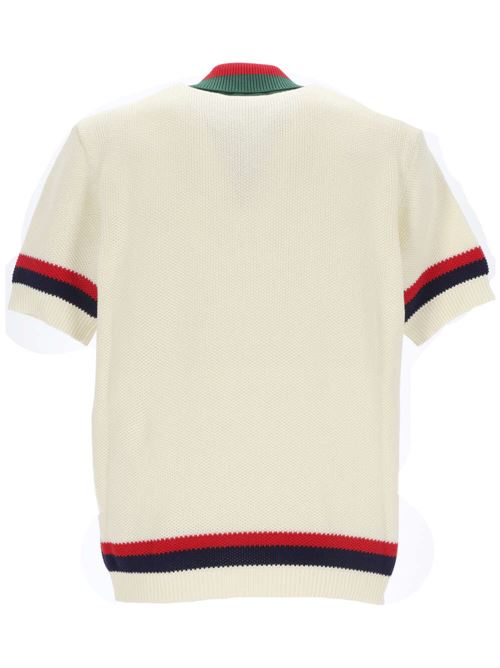 Polo in cotone lavorato a maglia con nastro Web Gucci | 739954XKC9O9275