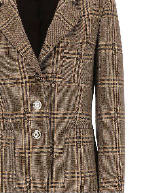 CHECKED WOOL JACKET WITH BIT Gucci | 761186ZAOPD2014