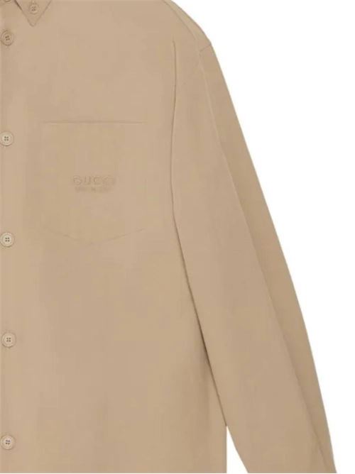 Beige cotton poplin texture shirt Gucci | 762164ZAPC41043