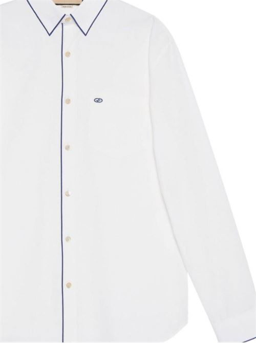 Camicia in cotone  bianco/blu royal logo Gucci | 762169ZAPA79133