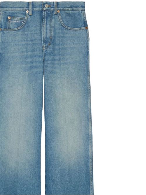 Denim di cotone blu effetto slavato Gucci | 764349XDCRA4447