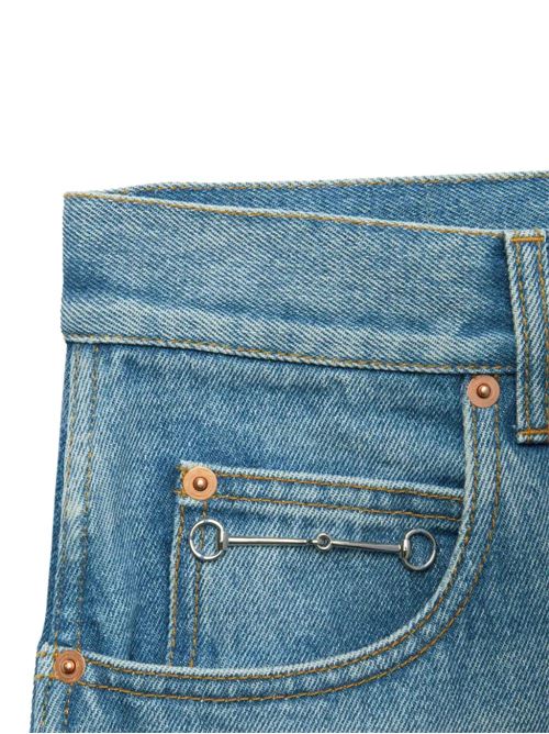 Denim di cotone blu effetto slavato Gucci | 764349XDCRA4447