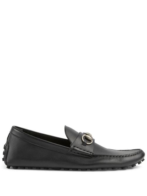 Black leather horsebit detail loafer Gucci | 7658591XH001000