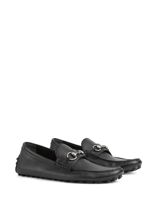 Black leather horsebit detail loafer Gucci | 7658591XH001000