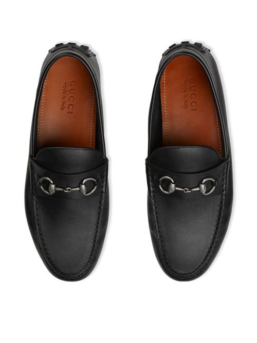 Black leather horsebit detail loafer Gucci | 7658591XH001000