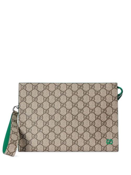 Beige/forest green GG Supreme pouch Gucci | 768255FACQC9753