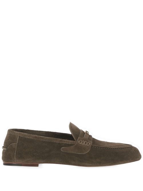 Light olive green calf suede loafer Gucci | 771339AACVH3306