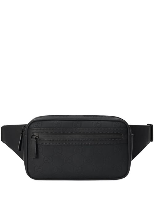 Black cotton debossed logo belt bag Gucci | 771422AAC4F1000