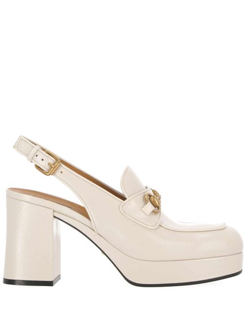 Women's white sabot with horsebit Gucci | 7715660G0V09022