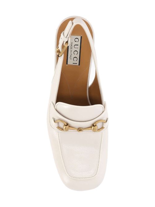 Women's white sabot with horsebit Gucci | 7715660G0V09022