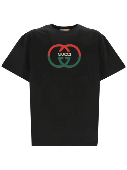 Jet black cotton t-shirt Gucci | 771758XJF681152