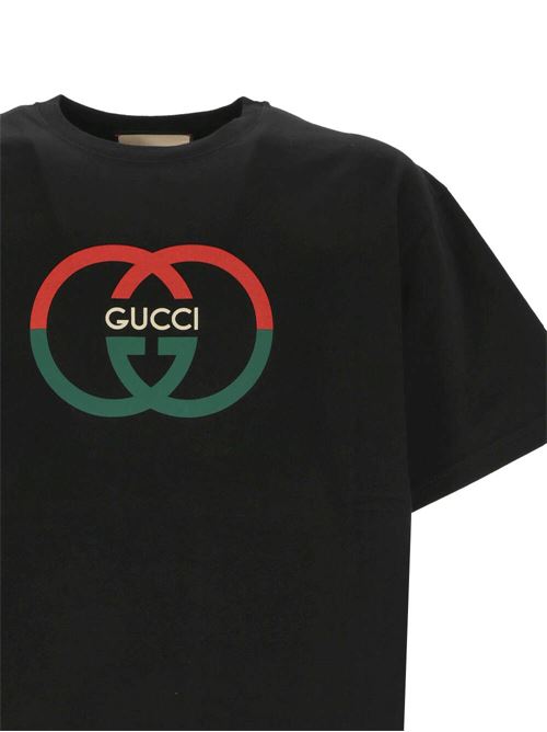 Jet black cotton t-shirt Gucci | 771758XJF681152