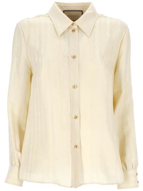 Camicia donna in seta bianca crema Gucci | 771928ZAOPY9200