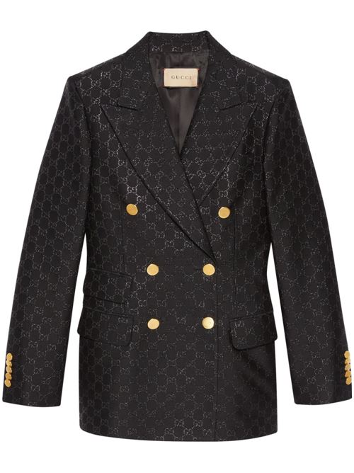 Black wool lamé woman jacket Gucci | 771967ZAD7L1000