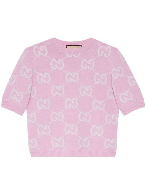 Top in  maglia di lana rosa/bianca Gucci | 772888XKB3V5407