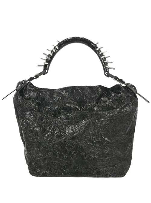 black crinkled finish spike stud detailing adjustable shoulder strap Innerraum | S10MBPYRITEBLACK/PYRITE