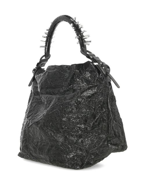 black crinkled finish spike stud detailing adjustable shoulder strap Innerraum | S10MBPYRITEBLACK/PYRITE