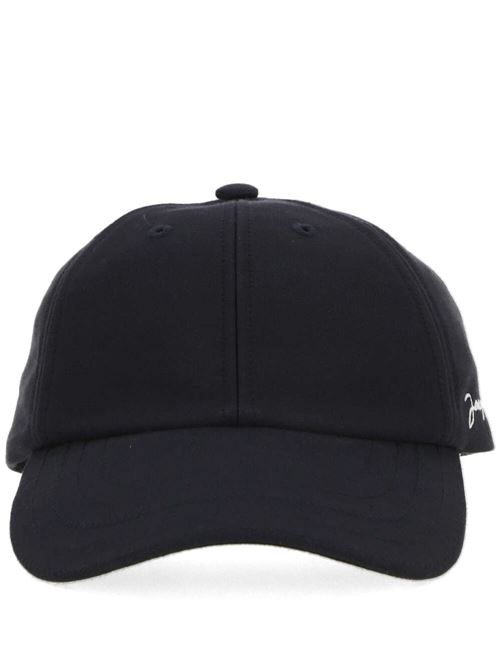 navy blue cotton six-panel construction embroidered logo Jacquemus | 216AC0095106390