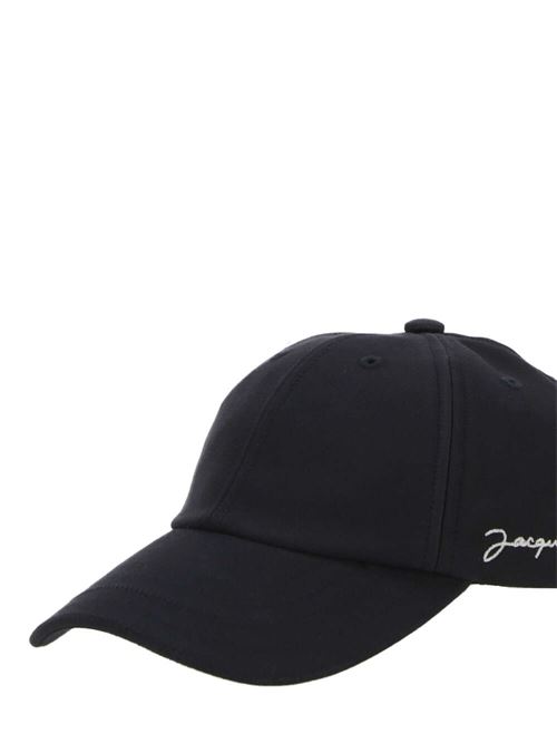 navy blue cotton six-panel construction embroidered logo Jacquemus | 216AC0095106390