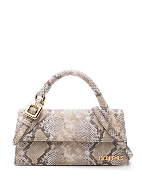 Beige goatskin snake print logo bag JACQUEMUS | 233BA3264308150