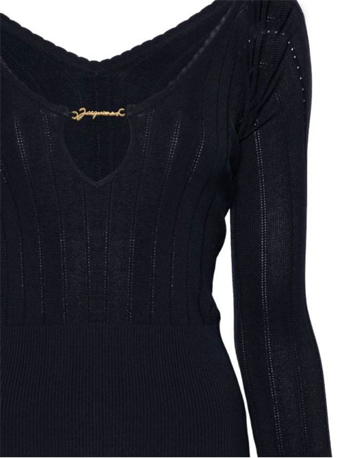 Navy blue stretch-design knitwear Jacquemus | 241KN3572358390