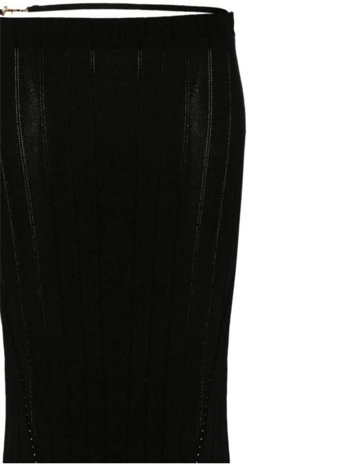 Black ribbed knit gold-tone logo skirt Jacquemus | 241KN3622358990