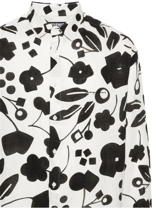 white/black linen/flax cheesecloth all-over graphic print Jacquemus | 245SH00110501HC