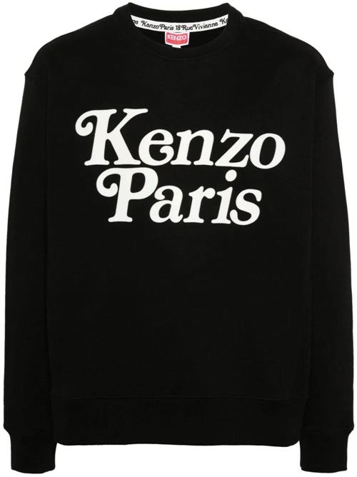 Balck sweatshirt with logo print Kenzo | FE55SW1464MG99J