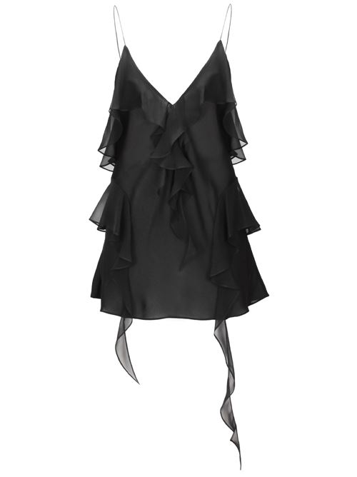 Black silk georgette ruffled dress KHAITE | 2320338200