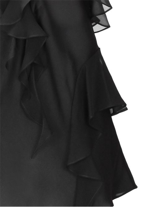 Black silk georgette ruffled dress KHAITE | 2320338200