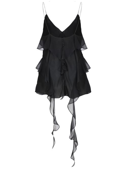 Black silk georgette ruffled dress KHAITE | 2320338200