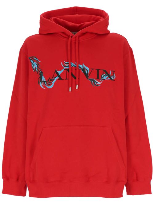 Red hoody with  drawstring  logo LANVIN | RUHO0009J109P24340