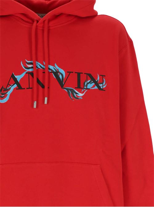 Red hoody with  drawstring  logo Lanvin | RUHO0009J109P24340