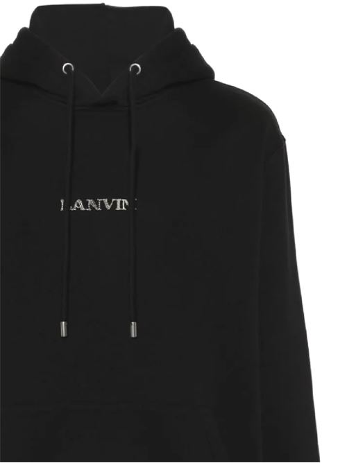 Felpa nera con logo ricamato sul davanti Lanvin | RUHO0009J110P2410