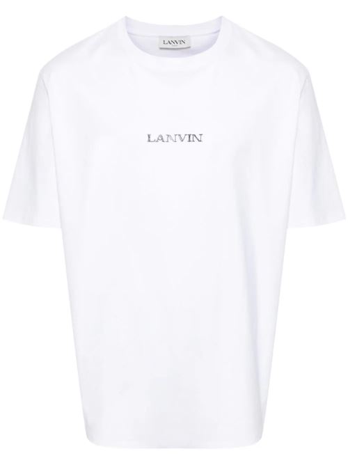 T-shirt bianca con logo ricamato Lanvin | RUTS0042J110P2401