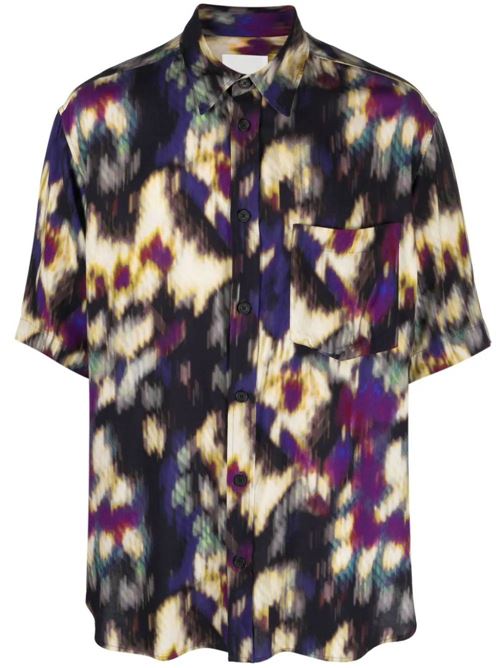 Black/multicolour fine knit abstract pattern shirt MARANT | CH0098HAB1I05HOEBK