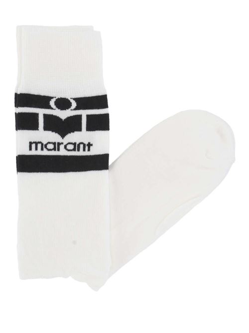 White, black knitted construction socks MARANT | CT031JHBB1C12J20WH