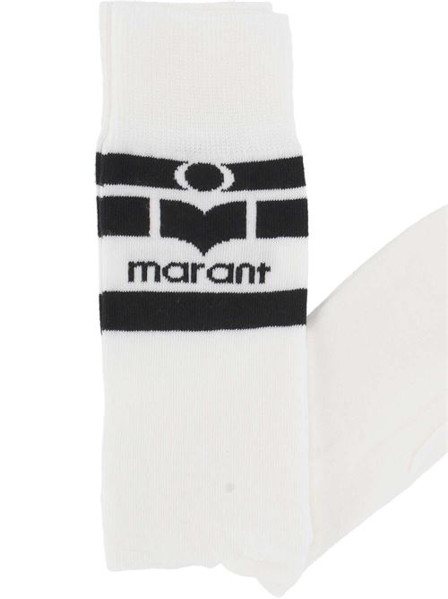 White, black knitted construction socks MARANT | CT031JHBB1C12J20WH