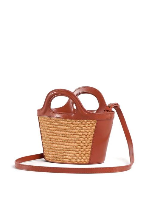 TROPICALIA BAG MICRO IN PELLE MARRONE E TESSUTO EFFETTO RAFIA Marni | BMMP0067Q0P3860ZO709