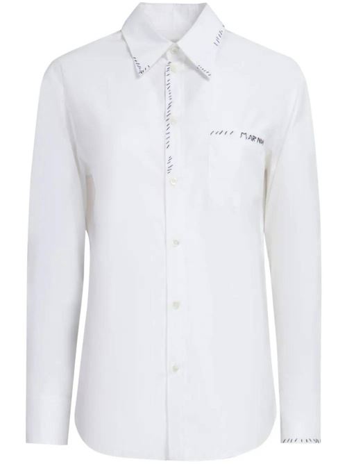 WHITE ORGANIC POPLIN SHIRT WITH MARINE STITCHING Marni | CAMA0103S5UTC22300W01