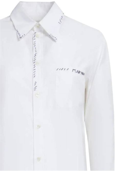 WHITE ORGANIC POPLIN SHIRT WITH MARINE STITCHING Marni | CAMA0103S5UTC22300W01