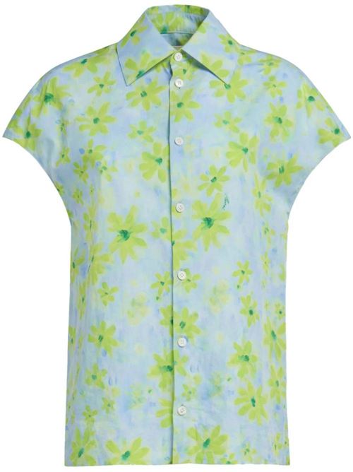 COCOON SHIRT IN LIGHT GREEN POPLIN WITH PARADE PRINT Marni | CAMA0565A0UTC330PAB24