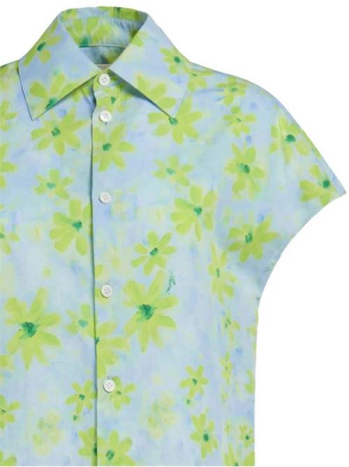 COCOON SHIRT IN LIGHT GREEN POPLIN WITH PARADE PRINT Marni | CAMA0565A0UTC330PAB24