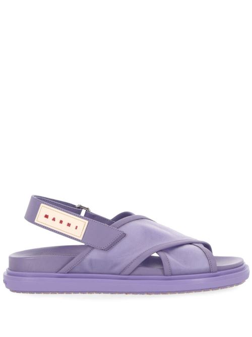 PURPLE SANDALS IN LEATHER AND TECHNICAL FABRIC Marni | FBMS016401P639200C03